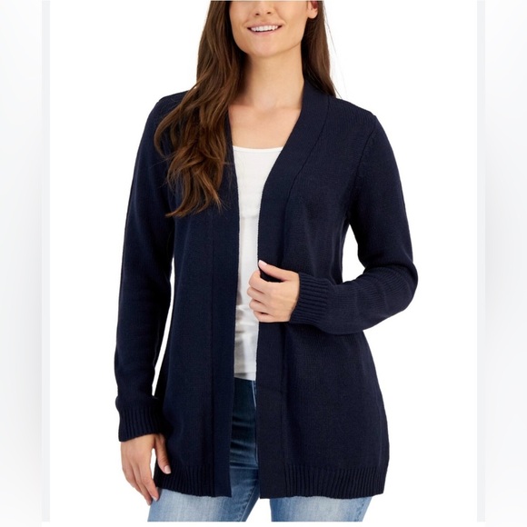 NWT KAREN SCOTT Navy Blue Women's Cardigan ….023-Hanger - Picture 1 of 10